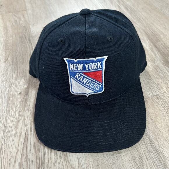 Vintage American Needle New York Rangers Hat Snapback NHL Navy‎ Black Wool Cap - Picture 1 of 9